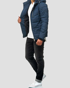 เสื้อแจ็คเก็ตผ้าแคนวาสกันลมสำหรับฤดูหนาว สไตล์วินเทจ แบบยูนิเซ็กซ์  ตกแต่งด้วยโลโก้ด้านหน้า  บุนวมแบบควิลท์  สามารถปรับแต่งได้ - Product Image 1