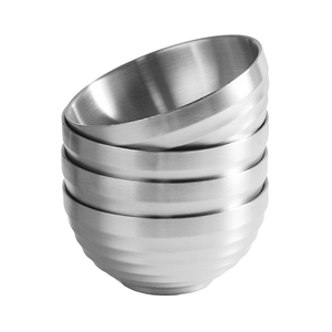 Tazones Dobles de Acero Inoxidable Pulido Hechos a Mano, Diseño Aislado de Alta Calidad, Ecológicos, para Servir Comida Caliente o Fría en Hoteles - Product Image 6