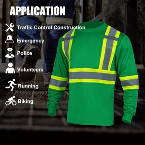 เสื้อยืดแขนยาวแบบแห้งเร็ว OEM สำหรับผู้ชายชุดทำงานก่อสร้างสะท้อนแสงมองเห็นได้ชัดเจนทำจากโพลีเอสเตอร์ - Product Image 4