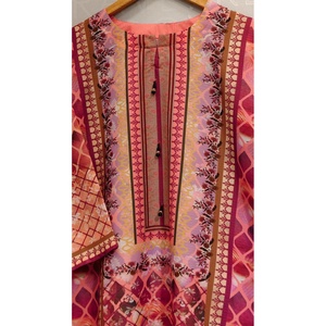 Women's 2-Piece Long Length Premium Corduroy Lawn Chiffon Suit Set SL00248 - Product Image 4