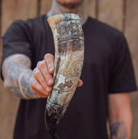 Haute qualité de corne à boire Viking authentique et de cornes polies de vache à bière logo personnalisé fête de l'Inde 100% corne naturelle
