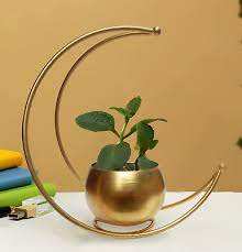 Ensemble de 2 vases à fleurs en aluminium avec finition en cuivre antique au design moderne pour la maison et l'hôtel Porte-plantes décoratif pour les mariages - Product Image 2