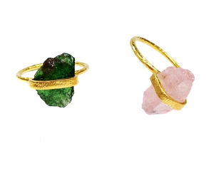 Bagues en argent Sterling 925 plaqué or fait à la main avec pierres précieuses naturelles et à la mode - Product Image 1