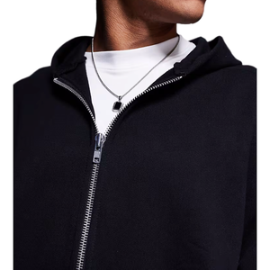 Custom Premium Heavyweight Oversized <b>Zip</b> <b>up</b> <b>Hoodie</b> 400gsm with Fixed Hem in <b>Black</b> Men's Oversize <b>Hoodie</b> - Product Image 3