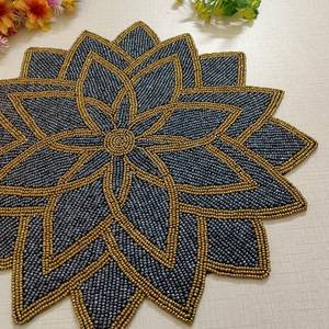 <b>Beaded</b> <b>Placemat</b> Handmade Non-Slip Durable Luxury Dining Holiday Decor Unique Piece MS Handicraft Housewarming - Product Image 4