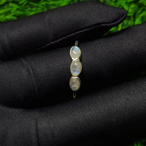 Anillo fino de Plata de Ley 925 con piedra lunar arcoíris Natural, ajuste de bisel de 1,15 gramos, chapado en rodio para aniversario o regalo - Product Image 5