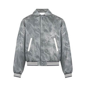 Chaqueta ligera de cuero con letras para temporada de invierno, chaqueta con letras de cuero de nuevo estilo hecha a medida para hombres - Product Image 1