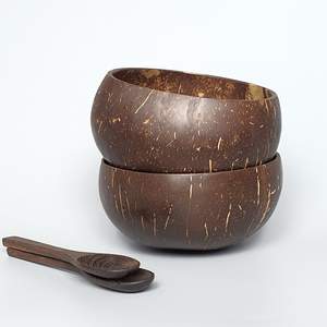 Bols en coquille de noix de coco naturelle, haute qualité, prix de gros, biologique, poli, tasses avec support - Product Image 1