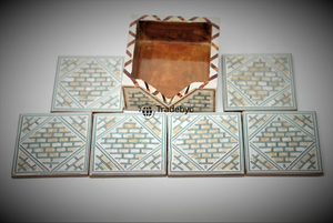 Tradebyd Posavasos hecho a mano con incrustaciones de fregona Decoración de mesa Premium para espacios de comedor elegantes - Product Image 5