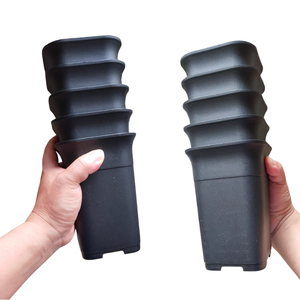 Direct Factory Production Hot New Thick Octagon Square Flower <b>Pots</b> <b>Mini</b> Stone Lotus Black <b>Pots</b> for Floor for Table Garden-Pavico - Product Image 3