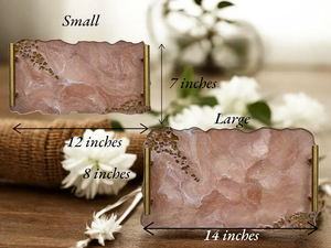 Plateau de service époxy beige fait à la main avec poignées décoratives Cadeau de mariage et de pendaison de crémaillère écologique - Product Image 4