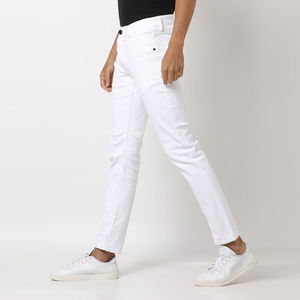 กางเกงยีนส์ขายาวสำหรับผู้ชายสีขาวสีสตรีท - Product Image 2