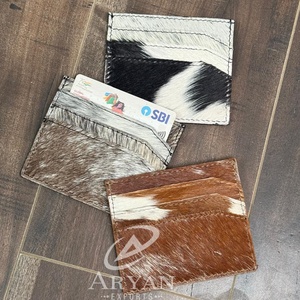 Tarjetero de piel de vaca de alta calidad de lujo hecho a mano al por mayor para Mini tarjetero de identificación de bolsillo frontal de cuero genuino unisex - Product Image 1