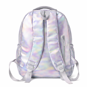 Sac à dos holographique pour cheerleading avec logo brodé, sac scolaire brillant multi-usages et sac de pratique de danse pour filles - Product Image 3