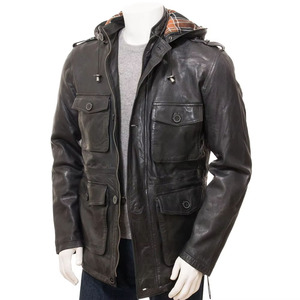 Nouveautés, créez votre propre veste en cuir tendance, veste en cuir pour homme de haute qualité, sweat à capuche marron - Product Image 1
