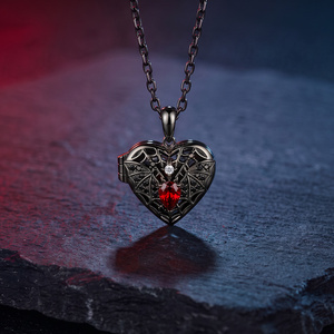 Jeulia Custom Bat Wing Heart Photo <b>Locket</b>-Stainless Steel Religious Pendant with Diamond and Pearl Accents - Product Image 1