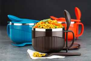 Tazón de sopa interior de acero inoxidable de 650ml con tapa | Taza Meggie con lazo para servir de doble capa para el hogar y el restaurante para niños - Product Image 5