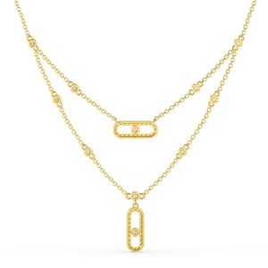 Collares con colgante de oro amarillo de 10K para mujer, 2 cadenas móviles, diseño de piedra CZ para mujer, fabricante de alta calidad de Vietnam - Product Image 6