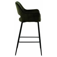 Tabouret de bar pliable moderne en tissu vert avec accoudoirs et dossier, pieds en métal, pour cuisine, salle à manger, salon, atelier, usage commercial, hôtel