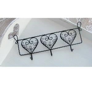 Crochets muraux en métal forgé en forme de cœur, revêtement noir, pour la décoration de la maison, du salon, de la salle de bain, crochets pour manteaux, chapeaux, clés - Product Image 1