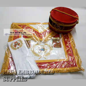 Freemason Regalia Royal Arch Delantal hecho a mano Tela de cuero con punto de cruz bordado y diseño de costura para albañiles - Product Image 4