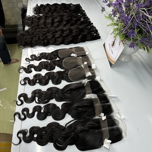 Tissage de cheveux vierges à cuticules alignées, paquets de 100% de cheveux bruts Remy avec Closure, Extensions de cheveux humains, vente en gros - Product Image 6