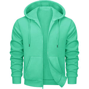 Diseños personalizados de los hombres de algodón con capucha de lana cremallera suéter con capucha bordada patrón sólido primavera y otoño tendencia sudaderas con capucha - Product Image 1