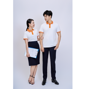Manchette en polyester et élasthanne avec impression/broderie orange sur fond blanc, tricot FMF vierge, transfert thermique, 50D, 95% coton + 5% élasthanne pour chemise - Product Image 5