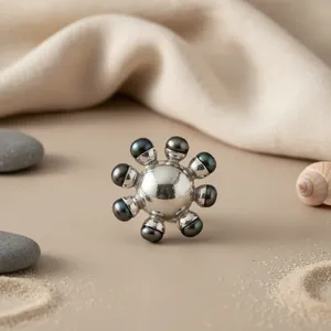 Women's 925 <b>Silver</b> & Pearl Flower Pendant Elegant Jewelry with Intricate <b>Charm</b> - Product Image 2