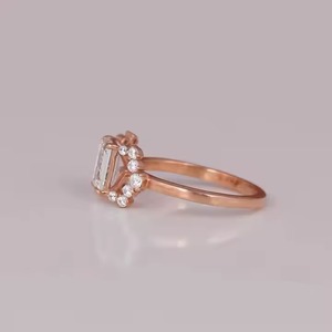 แหวนเพชรประดับสีเขียวมรกต18K สำหรับผู้หญิงแหวนสำหรับการหมั้นและแต่งงานชุบทองรูปกุหลาบโตในห้องปฏิบัติการ - Product Image 3