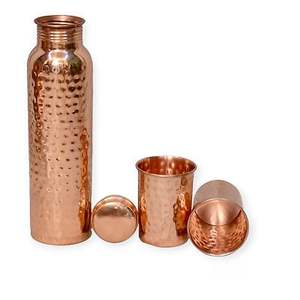 Modern Hammered Pattern <b>metal</b> Copper <b>Water</b> <b>Bottle</b> for Office Yoga Class Drinking Leak Proof to Use Copper <b>Water</b> <b>Bottle</b> - Product Image 3
