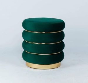 Taburete otomano con base chapada en oro, tapizado en terciopelo negro, banco otomano, asiento, reposapiés, puf de calidad premium - Product Image 3