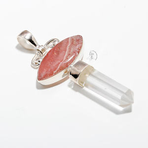 Pendentif en rhodochrosite taillée marquise en pierre naturelle personnalisée pour femmes et hommes avec pendentif en cristal Quartz taillé au crayon pierre précieuse - Product Image 3