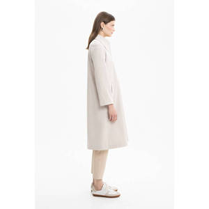 Manteau trench à double boutonnage pour femme, doublé, en tissu raglan, couleur pierre - Product Image 3
