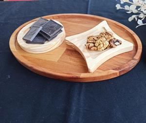 Plateau à vaisselle fait main de haute qualité présentoir en bois plateau de service en bois naturel - Product Image 5