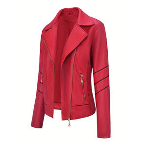 Nouvelle veste en cuir véritable pour femme élégante et tendance pour l'hiver - Couleur unie, imperméable et respirante, de haute qualité - Product Image 1