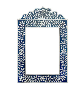 Espejo para colgar en la pared con incrustaciones de hueso de madera Natural 100% de diseño moderno hecho a mano de lujo personalizado para uso directo en la India - Product Image 1