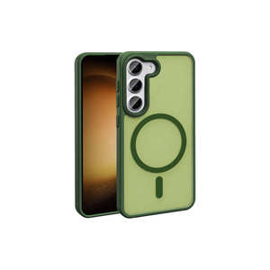 Coque en silicone antichoc compatible MagSafe finition mate pour Samsung Galaxy S23 Vert Foncé – Protection Téléphone Modèle 14 - Product Image 1