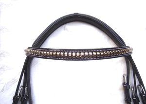 Ensemble de demi-muserolle et bride à mors de qualité supérieure, excellent pour l'équitation, prix de gros en cuir durable - Product Image 2