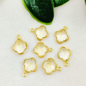 Vente en gros de pendentifs en pierre précieuse briolette trèfle citrine AAA faits à la main en argent 925, or vermeil, commande en gros - Product Image 2