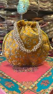 Lot de mode Floral Gota travail pochette sac à main Potli Khajur sac pochette cordon sac faveur de mariage pour dames - Product Image 2