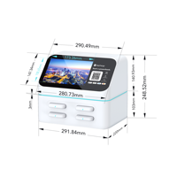 Station de location de batteries externes 4 emplacements en ABS ignifuge avec logo OEM 2025, écran publicitaire, code QR, pour ordinateurs portables, montres connectées, microphones et appareils photo