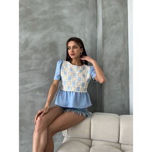 Blusas y Camisas para Mujer Topshow con Detalle de Encaje Azul, Disponibilidad al por Mayor - Product Image 3