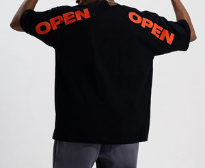 Camisetas Oversize de Moda con Hombros Caídos para Hombre, en Blanco y Negro, con Estampado Serigrafiado, Fabricante - Product Image 4