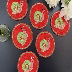 Decorative Seed Beads Beaded Coaster For Home Table Accessories Colorful Handmade Beaded Coaster For Coffee <b>Cup</b> Table Decoration - Product Image 6