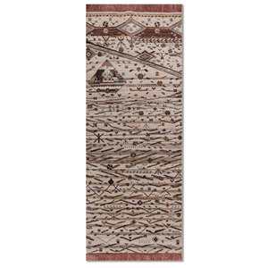 Manchaha Geometric Pattern Hand Knotted Wool & Bamboo <b>Silk</b> Rug <b>Red</b> & Orange-For Home Use Les-2747 - Product Image 1