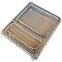 Barquette alimentaire en plastique pour micro-ondes à 2 compartiments, 200x240x55, pour sushi, sandwich, préparation de repas, à emporter, conteneur de charcuterie avec couvercle