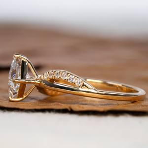 Bague élégante en or jaune massif 14 carats avec diamants pour femmes, bague de fiançailles en diamant certifié Igi - Product Image 2