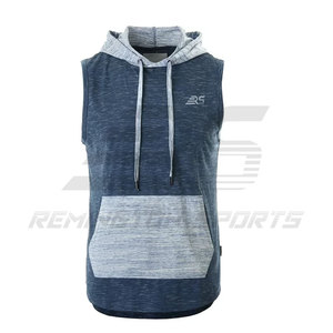 Sweat à capuche sans manches de haute qualité pour hommes avec poches avant pour les mains Sweat à capuche de gymnastique sans manches - Product Image 1