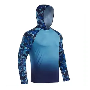 Sudadera con Capucha de Manga Larga para Hombre, Protección Solar UPF 50, Anti-UV, Poliéster, Color Sólido, Camisa para Pesca - Product Image 5